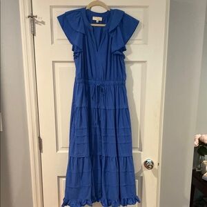 Pinch Blue Ruffle Sleeve Maxi Dress
